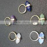Fashion Glod Alloy Blue.amethyst,crystal,peridot,opal Natural Stone Ring Punk Ring thumbnail-1