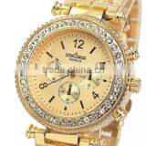 Geneva Rhinestone Diamond Metal Women Gold Wrist Watch thumbnail-5
