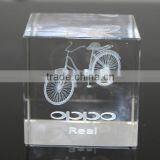 2016 Best Popular Products 3d Engraved Bicycle Crystal Cube