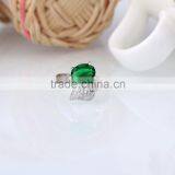 Unique Silver Green Apple With Leaf Ring With Emerald Green Zircon thumbnail-3