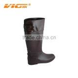 Women Long Riding Boots With Elastic and Buckle Cheap Rubber Rain Boots thumbnail-1