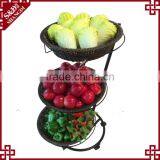 New Wholesale 3 Tier Rattan Basket Fruit and Vegetable Supermarket Display