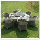 Audu Gold Coast Garden Outdoor Rattan Dining Set With Lazy Susan thumbnail-1