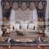 Graceful European Noble Living Room Furniture Genuine Leather Sofa Set thumbnail-5