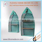 Decorative Metal Storage Holder With Wooden Board for Wall Decoration thumbnail-1