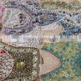 Indian Colorful Retro Tapestry Textile Pattern With Floral Ornament With Pearl & Beads Work thumbnail-3