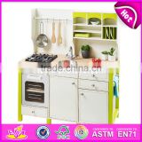 New design educational toys wooden children role play kitchen with accessories W10C280