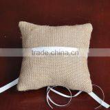 Linen Wedding Ring Pillow Set With Lace and Ribbon (6 Pieces) thumbnail-2