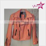 Fashion Style Lady's Pu Jacket Wholesale OEM Leather Jacket 2016