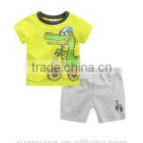 Children Clothing Hot Sale100%cotton o -neck Shortsleeve T-shrit Set thumbnail-3