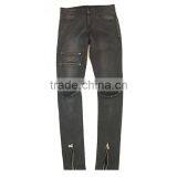 Custom Male Super Skinny Distressed Moto Biker Denim Pants Men High Stretch Ripped Trousers Zipped Tight Ankle Jeans 2017 thumbnail-3