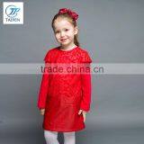 2017 New Arrival Girls Casual Party Dress Together With Leather Girls Long Sleeve Frock thumbnail-1