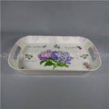 Home Garden Purple Floral Melamine Tea Tray With Handles thumbnail-1