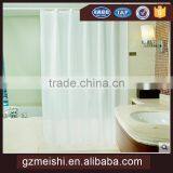 Polyester white plain waterproof shower curtain with hooks