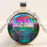 XP-TGN-LT-127 Best Price Mandala Gemstone Life Tree Charm Cabochon Round Glass Antique Time Gem Necklace In Glass