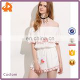 Alibaba Wholesale High quality Ruffle Embroidered Off The Shoulder Custom Made Ladies Jumpsuit