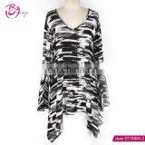 V Neck Long Sleeve Fashion Plus Size Summer Women Trumpet Sleeve Clothing