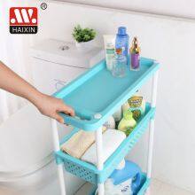 Movable Plastic Bathroom Kitchen Storage Organizer Rack Shelf Removable With Wheels thumbnail-3