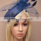 New Coming Fashion Chuch/Races Sinamay Base Top Fascinator Hat With Veil thumbnail-2