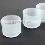 Hand Made Clear Frosted Cylindrical Short Tea Light Candle Holder thumbnail-2