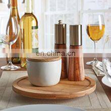 Free Sample Home Kitchen Bamboo Shelf Storage Spicy Rack Tabletop Storage Shelf Round Tray With The Base