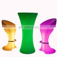 Glowing Cocktail Event Party Wedding Led Bar Tables and Chairs Plastic Kitchen Counter Height Bar Tables Led Stools
