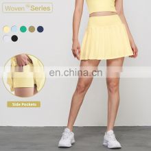 Pleated Tennis Skirts With Side Pockets Factory Supply 2 In 1 Piece Biker Breathable Shorts