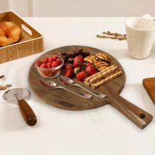 Acacia Wood 2 Pack Rectangular Wooden Board Serving Tray