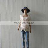 Women Tops Hot Embroidery Cotton Lace Fabric for Half Sleeve Cotton Vest thumbnail-5
