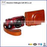 Brown PU Leather Digital Camera Case Bag Cover With Shoulder Strap thumbnail-1