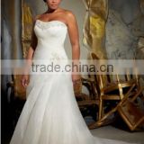 New Custom Made White/Ivory Organza Pleat Beading Mermaid Wedding Dress Plus Size Wedding Dress Bridal Gown