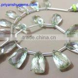 Green Amethyst Elongated Pyramid 8*15 mm 64 Cts Faceted Elongated Pyramid 6" Strand Length Natural Gemstones thumbnail-3