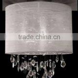 Chinese Style Elegant Crystal Ceiling Lamp in White Silk Shade thumbnail-3