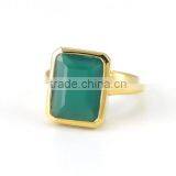 Silver Green Onyx Octagon Gemstone Gemstone Ring thumbnail-1