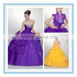 Shining Strapless Ball Gown Taffeta Yellow Quinceanera Dress With Free Jacket(QUMO-1003)