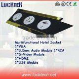 Multifunctional Hotel Power Socket With USB,audio HDMI Modules.
