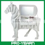 Wooden Mirrored Cosmetic Makeup Horse Dresser with Drawers and Legs and Demountable Design