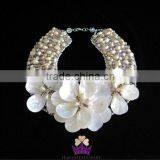 Wedding Style Shell With Pearl Flower Necklace Handmade JN320 thumbnail-1