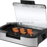electric safety door design korean bbq grill table with galss lid