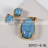 S0921-G-BL-TLIN 316l Stainless Steel Jewelry, Fashion Jewelry ,Natural Blue Stone Jewelry With 18K Gold thumbnail-1