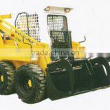 Fork Grapple With Bucket of Skid Steer Loader