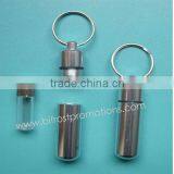 Decorative Metal Capsule Shaped Pill Box Keychain thumbnail-1