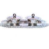 Silver Crystal Decorated Dry Fruit 2 Pcs Bowl Set With Oval Crystal Tray, Gift Bowl Set