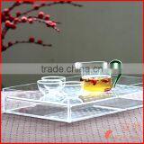 Clear Acrylic Serving Tray Tea Tray With Waterproof Divider thumbnail-3