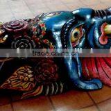 Hand Crafted Wooden Mask of Hindu Lord Ganesh Wall Hanging Made In Nepal thumbnail-2