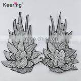 Pretty Lotus Flower Decoration Clothing Embroidery Patch Pair WEF-020 thumbnail-1