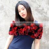 CX-S-07B Fashion Stock Knitted Rex Rabbit Fur Women Scarf Fur Shawl thumbnail-5