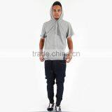 Cheap Black/grey Thin Fleece Blank Hoodie Short Sleeve Pullover Hoodie thumbnail-4