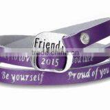 Wide Cuff Leather Bracelet Bangle With Letter Printing Custom Logo Print Leather Bracelet Cheap Promotion Leather Bracelet thumbnail-5