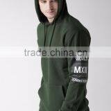 Men Green Printed Back Hooded Sweatshirt Long Sleeves Straight Hem Kangaroo Pocket Hoodies 60% Cotton 40% Polyester Custom Patte thumbnail-3